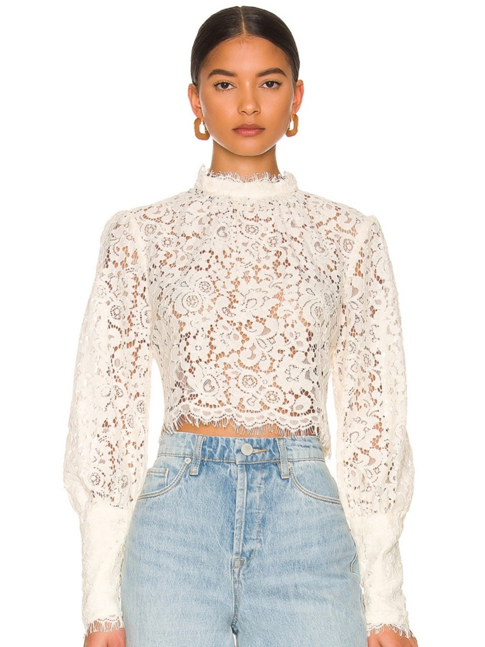 NWT Bardot Lace Georgia Top in Oyster, size US 8